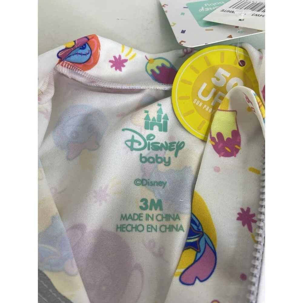 Disney Lilo & Stitch One Piece Long Sleeve Rashguard Swimsuit Baby Girl 3 Months